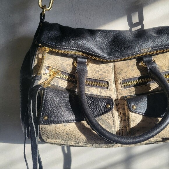 AIMEE KESTENBERG Python Snakeskin Prints Foldover Dual Pockets Shoulder Bag 12x9 - Picture 7 of 15